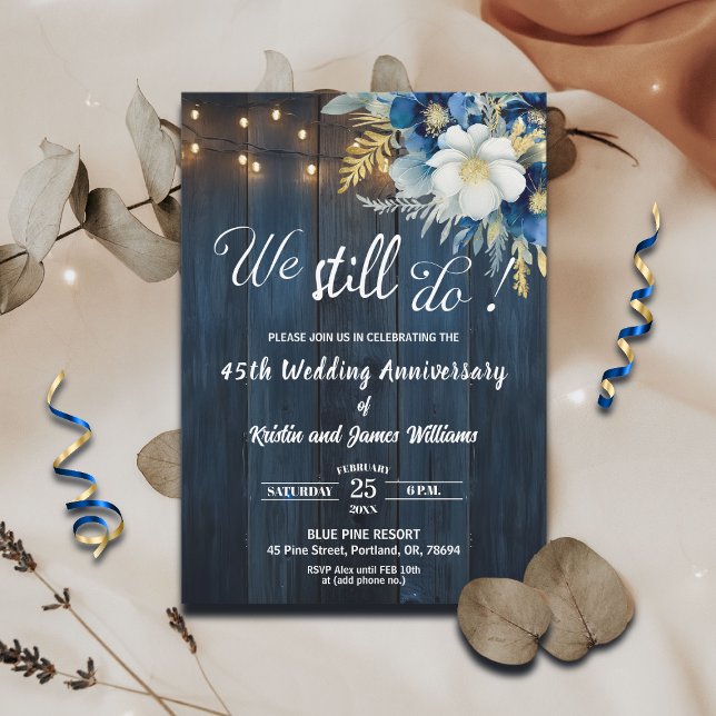 Invitación We Still Do 45th Wedding Anniversary String Lights (Subido por el creador)
