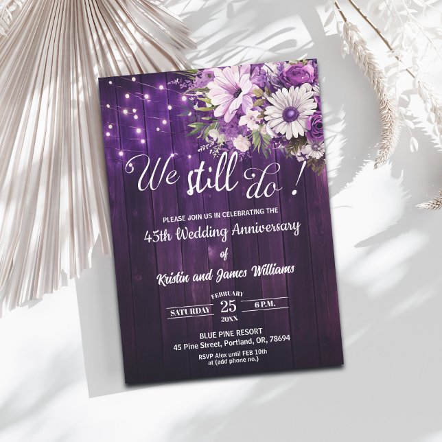 Invitación We Still Do 45th Wedding Anniversary String Lights (Subido por el creador)