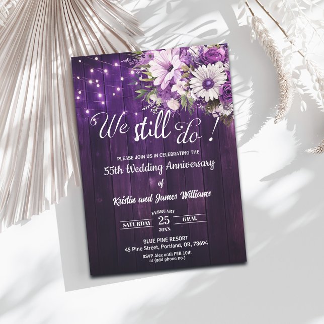 Invitación We Still Do 55th Wedding Anniversary String Lights (Subido por el creador)