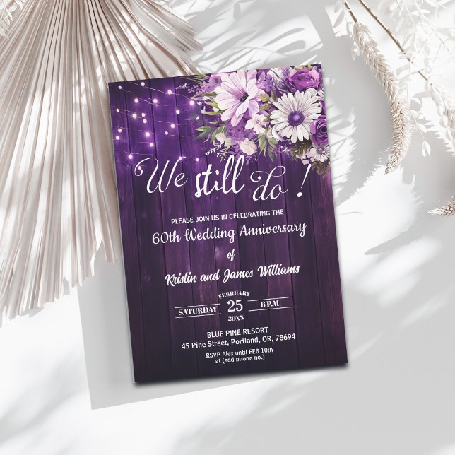 Invitación We Still Do 60th Wedding Anniversary String Lights (Subido por el creador)
