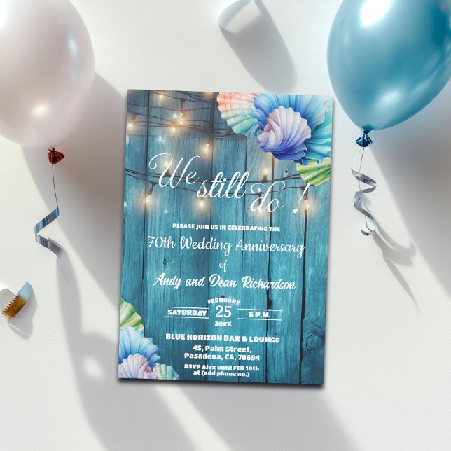 Invitación We Still Do 70th Wedding Anniversary String Lights (Subido por el creador)