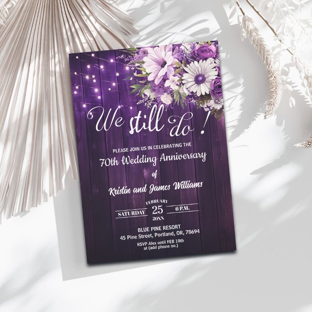 Invitación We Still Do 70th Wedding Anniversary String Lights (Subido por el creador)