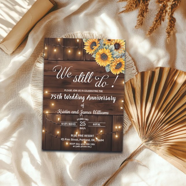 Invitación We Still Do 75th Wedding Anniversary String Lights (Subido por el creador)