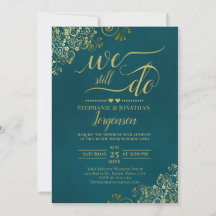 We Still Do Elegant Dark Teal & Gold Vow Renewal