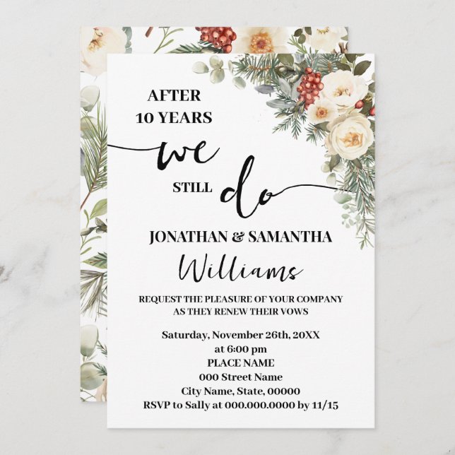Invitación We Still Do Winter Wedding Anniversary (Anverso / Reverso)