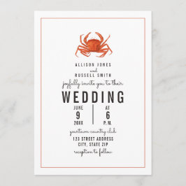 Invitación Weathered Gingham Crab Boda