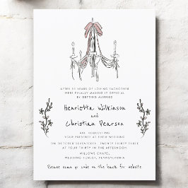 Invitación website Hand Drawn Chandelier Bow Wedding