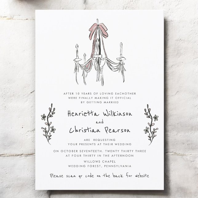 Invitación website Hand Drawn Chandelier Bow Wedding  (Subido por el creador)