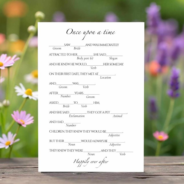 Invitación Wed Libs Love Story Bridal Shower Game Card (Subido por el creador)