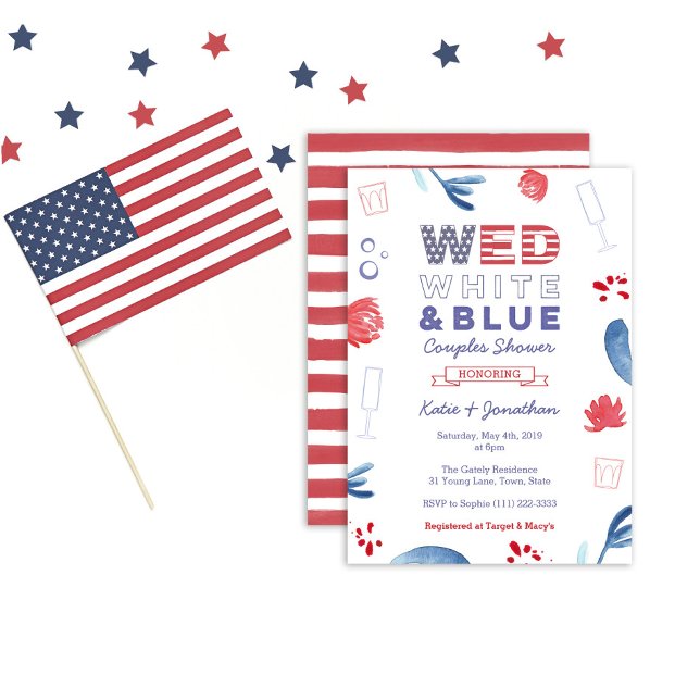 Invitación WED Parejas blancas azules ducha o fiesta de compr (Subido por el creador)