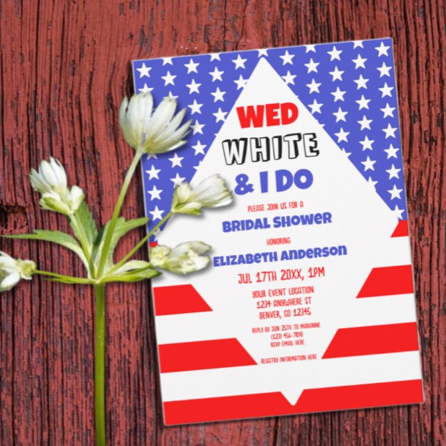 Invitación Wed, White & I Do Patriotic Bridal Shower (Subido por el creador)