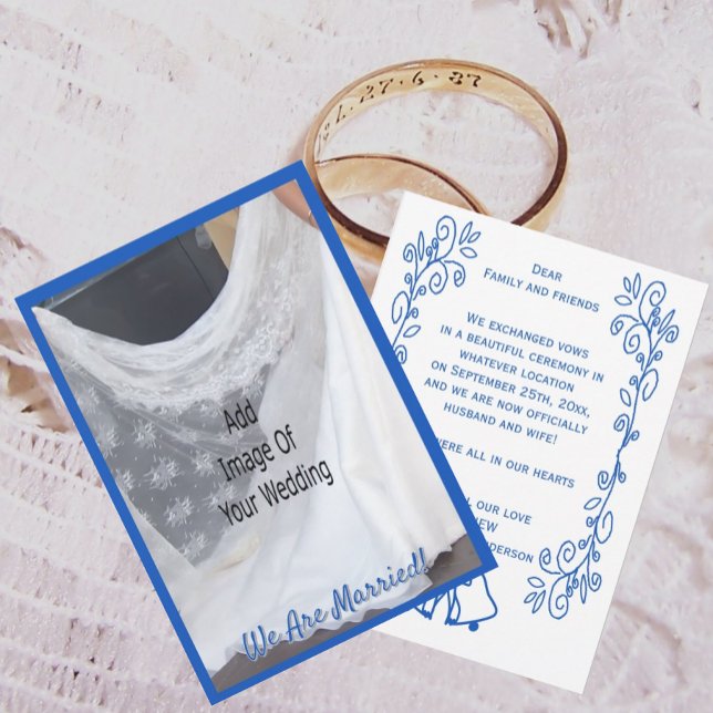 Invitación Wedding Announcement Card Blue Sapphire Bells (Subido por el creador)