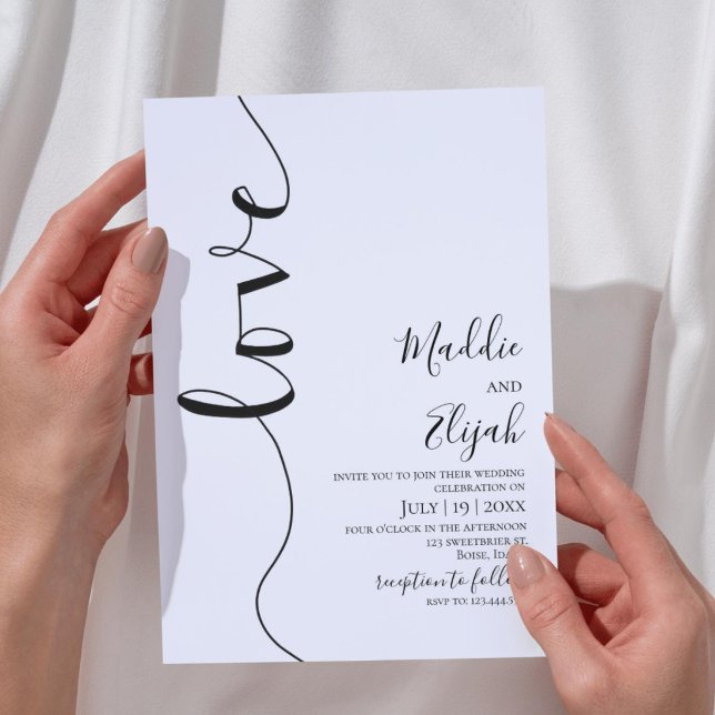 Invitación Wedding, Black & White Simple, Typography, Script, (Subido por el creador)