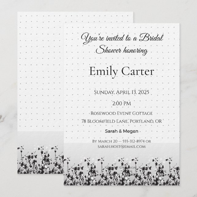 Invitación Wedding Bridal Shower | Elegant Invite Design (Anverso / Reverso)