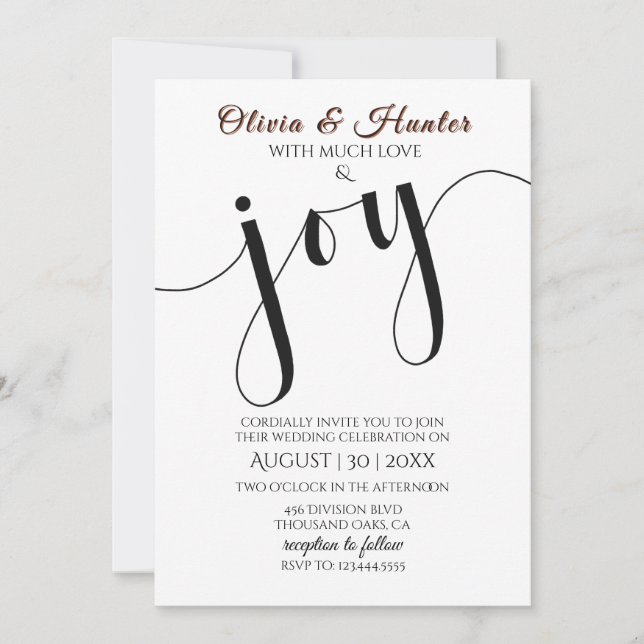 Invitación Wedding, Burnt Orange, Modern, Typography, Script, (Anverso)