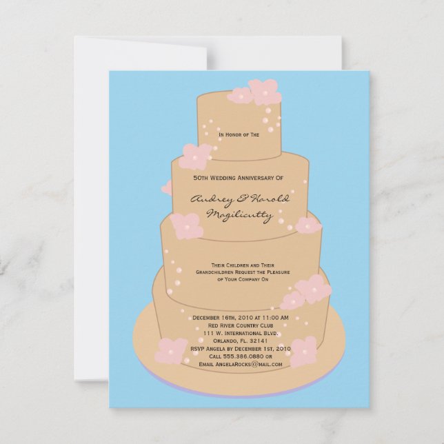 Invitación Wedding Cake Anniversary Party Invitation (Anverso)
