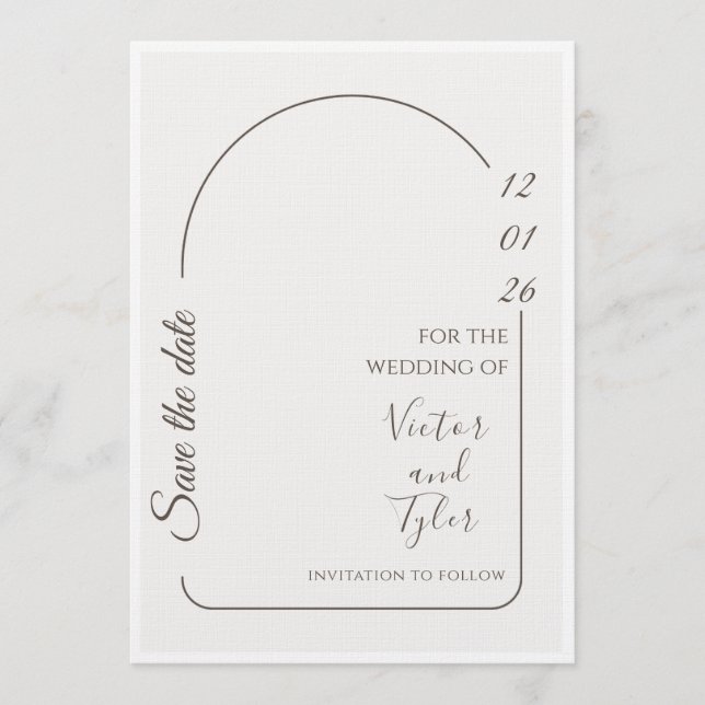 Invitación Wedding Card – Modern Minimal Save The Date Arch  (Anverso)