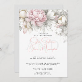 Invitación Wedding | Classic Modern Ivory and Blush Floral 