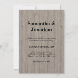 Invitación Wedding Classic Rustic Wood Plank Style