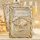 Invitación Wedding Cream Gold Swans Rings Gold Diamonds<br><div class="desc">Wedding Cream Gold Swans Rings Gold Diamonds Elegant Wedding golden Swans Rings brocade Gold Diamonds. Unique ornate weddings. All Designs are Copyrighted! Content and Designs © 2000-2026 Zizzago™ ® © (Trademark) and its licensors Zizzago created this design PLEASE NOTE all flat images! They Do NOT have real Glitter, Diamonds Jewels...</div>