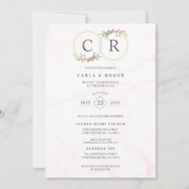 Invitación Wedding Delicate Romantic Flower Garland Pastel 