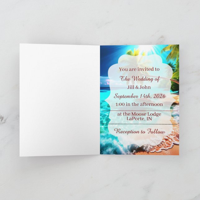 Invitación Wedding Folding Invitation Tropical Beach (Interior)
