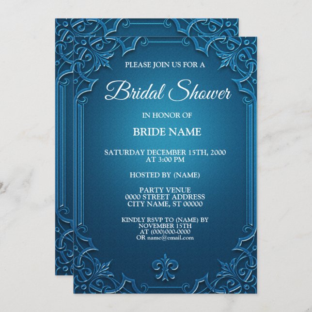 Invitación Wedding Geometric Teal Turquoise Bridal Shower (Anverso / Reverso)