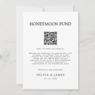 Invitación Wedding Honeymoon Honeymoon Fund QR Code Sign, 