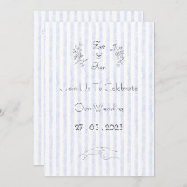 Invitación Wedding Invitation (12,7 x 17,8 cm) - Blue Stripes
