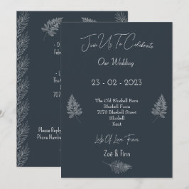 Invitación Wedding Invitation (12,7x17,8cm) - Blue And White