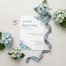 Invitación Wedding Invitation • Blue Floral Elegant Greenery