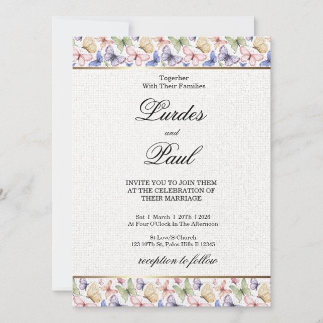 Invitación  Wedding invitation  Border Butterfly (Anverso)