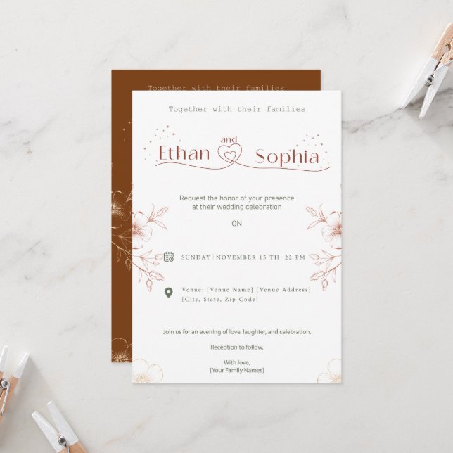 Invitación wedding invitation card design online (Anverso/Reverso In Situ)