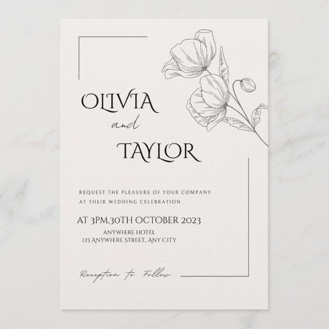 Invitación Wedding Invitation Card – Personalized Elegant  (Anverso)