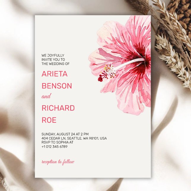 Invitación Wedding invitation card with a pink floral design (Subido por el creador)