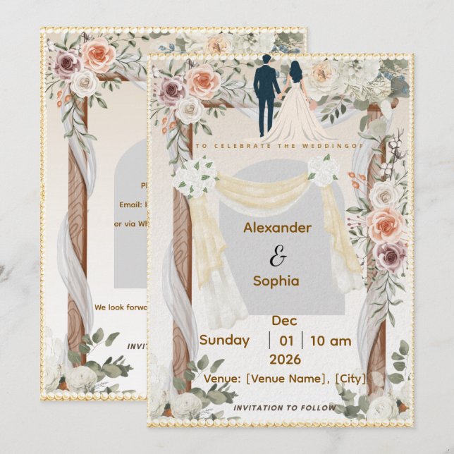 Invitación Wedding Invitation | Editable Modern Template (Anverso / Reverso)