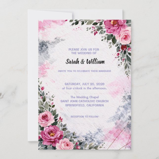 Invitación Wedding Invitation Floral (Anverso)