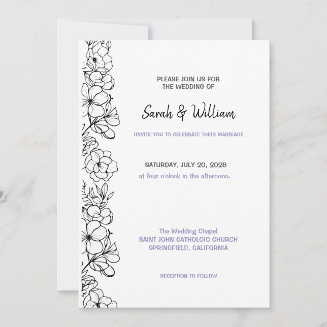 Invitación Wedding Invitation Floral (Anverso)