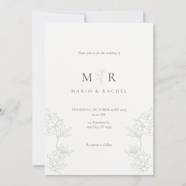 Invitación Wedding Invitation Floral Elegant Soft Design (Anverso)