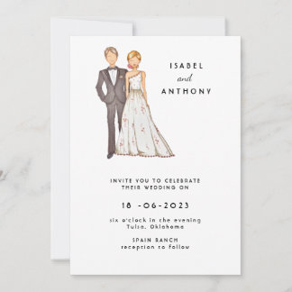 Invitación Wedding invitation, hand drawn illustration.