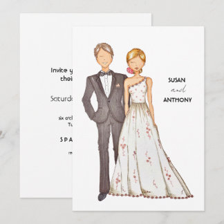 Invitación Wedding invitation, hand drawn illustration.