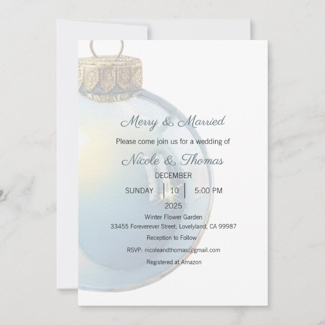 Invitación Wedding Invitation, Merry & Married (Anverso)