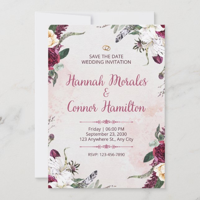 Invitación Wedding Invitation Minimal Elegant White Design (Anverso)