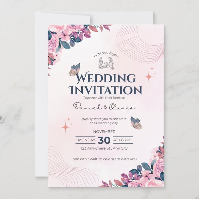 Invitación Wedding Invitation Modern Typography Minimal (Anverso)