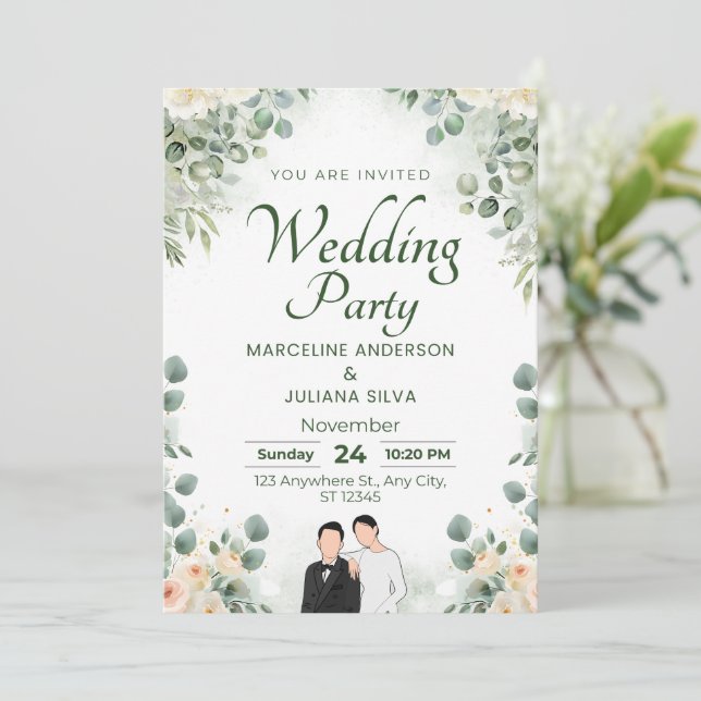 Invitación Wedding Invitation Romantic Soft Beige Design (Anverso de pie)
