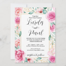 Invitación  Wedding invitation Roses Pink
