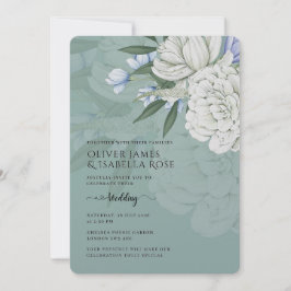 Invitación Wedding Invitation | Sage Green & White Peonies