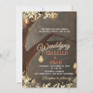 Invitación Wedding invitation template with vintage rustic oa