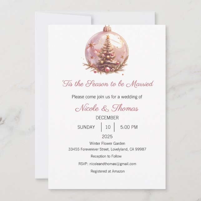 Invitación Wedding Invitation, 'Tis the Season to be Married (Anverso)
