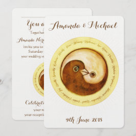 Invitación WEDDING INVITE armonía de oro YinYang palomas